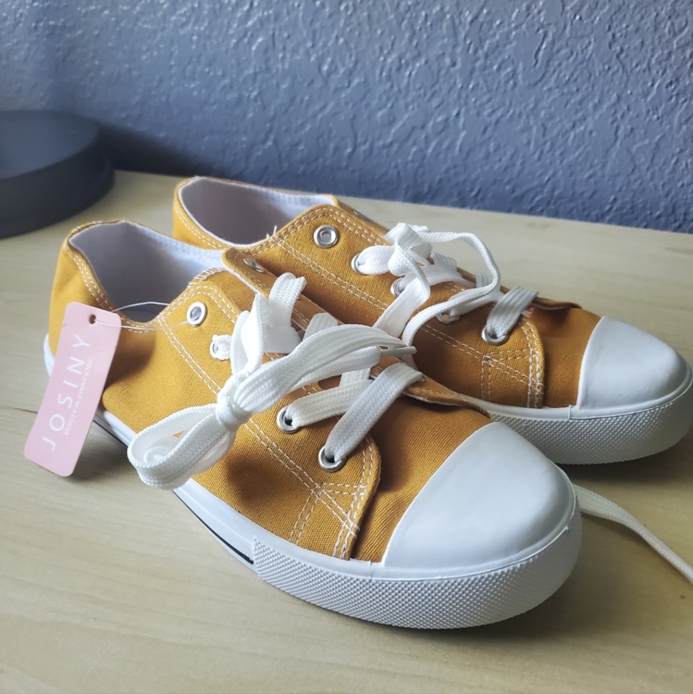 Mustard yellow Josiny slides sneakers